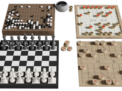 象棋棋盘、国际象棋和围棋棋盘3d模型 象棋棋盘、国际象棋和围棋棋盘