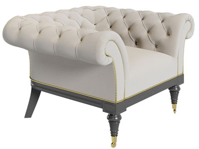 欧式菱形软包靠背的单人沙发3d模型 欧式菱形软包靠背的单人沙发