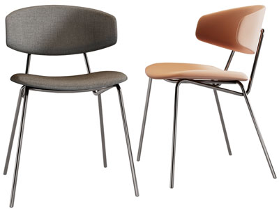 现代细金属支撑的休闲椅子