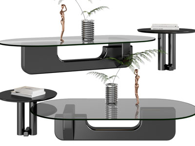 新中式椭圆形茶几、边几