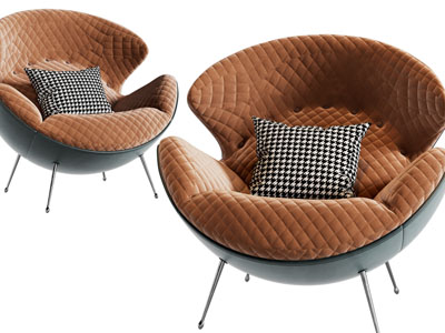 现代半球形休闲单人沙发3d模型 现代半球形休闲单人沙发