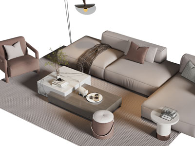 新中式转角多人、单人沙发、茶几组合