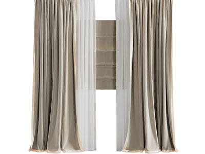 新中式布艺窗帘窗纱、拉帘