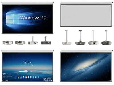 现代投影仪、幕布3d模型 现代投影仪、幕布