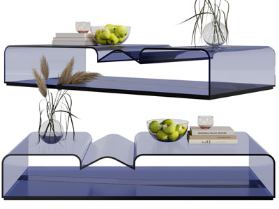 现代彩色玻璃茶几