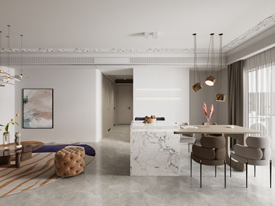 现代轻奢客厅餐厅