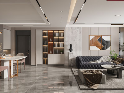 现代轻奢客厅餐厅