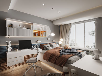 现代榻榻米卧室、儿童房