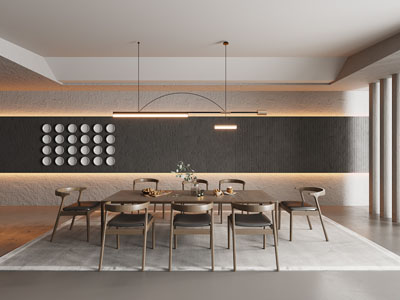 新中式餐厅3d模型 新中式餐厅