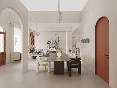 侘寂风客厅餐厅