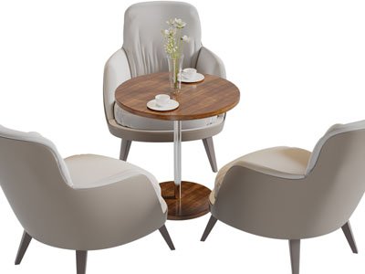 新中式休闲单人沙发、边几3d模型 新中式休闲单人沙发、边几