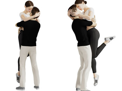 一对拥抱的情侣人物