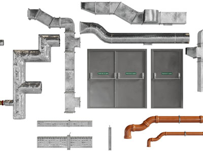 工业风管道、烟囱3d模型 工业风管道、烟囱