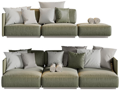 新中式拼接多人沙发3d模型 新中式拼接多人沙发