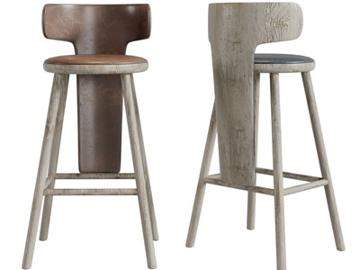 侘寂风实木吧椅