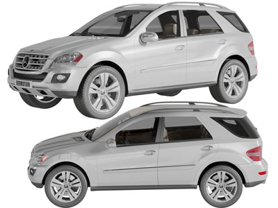 现代白色越野车3d模型 现代白色越野车