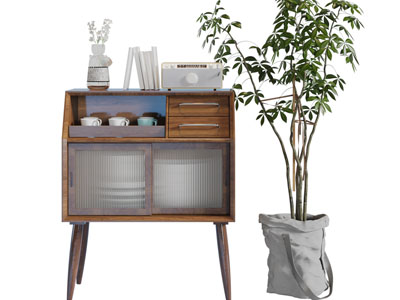 北欧实木高脚餐边柜