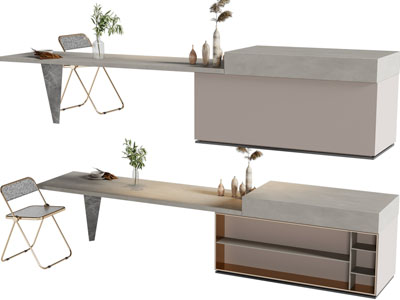 现代带吧台的餐桌椅组合