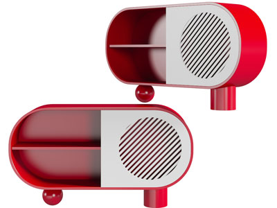 侘寂风红色椭圆形电视柜