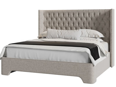 现代菱形软包床头的双人床