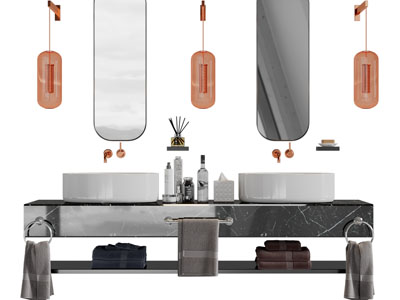 新中式双盆洗手台