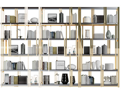 新中式开放式置物书籍装饰架