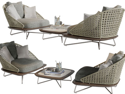 侘寂风休闲椅子、边几