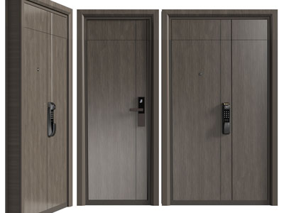 现代带密码锁的入户平开门