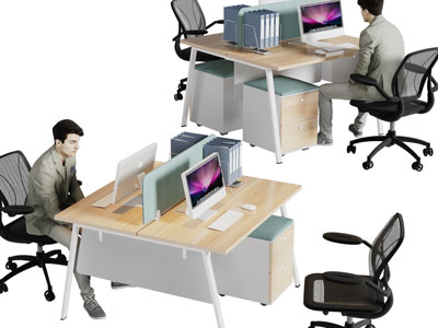 现代双人位办公桌椅组合