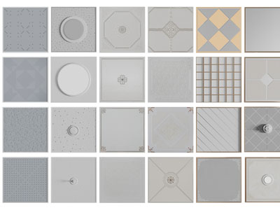 现代铝扣板、面片灯、出风口