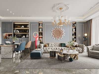 新古典客厅餐厅