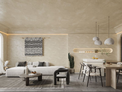 侘寂风客厅餐厅