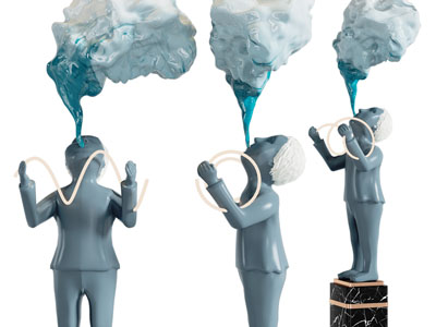 现代耍杂技喷烟雾的雕塑雕刻