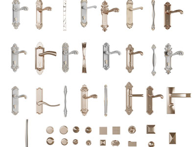欧式雕花带门锁的金属拉手3d模型 欧式雕花带门锁的金属拉手