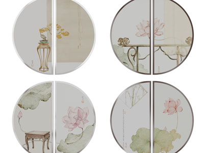 新中式圆形墙饰挂件