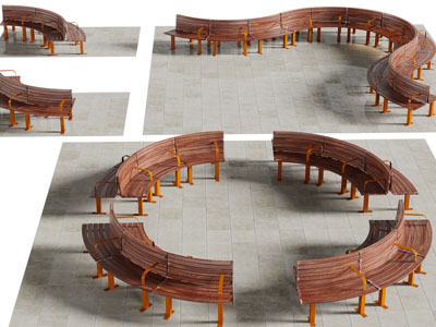 现代实木圆形公共椅子