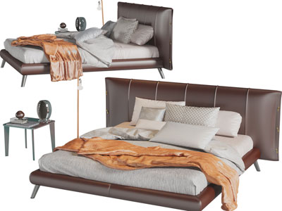 新中式加宽床头双人床