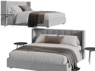 现代布艺双人床