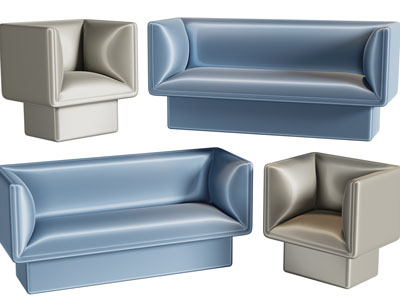 现代双人、单人沙发3d模型 现代双人、单人沙发