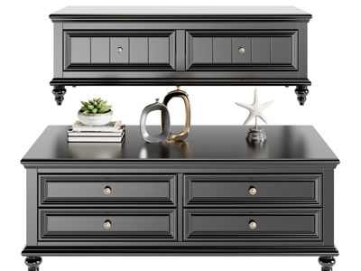 美式实木带抽屉的电视柜