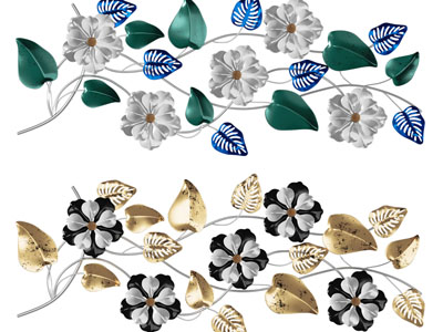 现代花朵叶子墙饰挂件