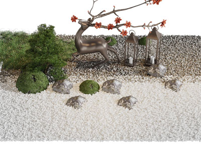 新中式石子、梅花鹿景观园艺小品