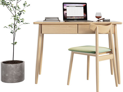 北欧实木书桌椅组合