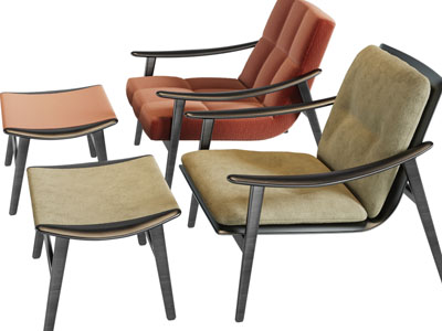 新中式休闲椅子、脚踏