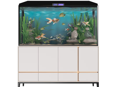 新中式带收纳柜的鱼缸