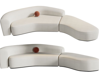 现代弧形多人沙发