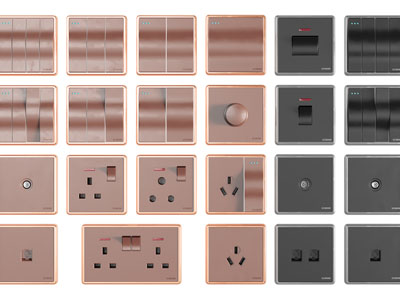 现代玫瑰金色和黑色开关面板3d模型 现代玫瑰金色和黑色开关面板