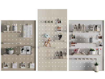 北欧实木洞洞眼墙面收纳置物架