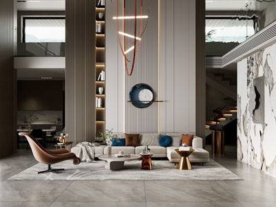 现代别墅挑高客厅