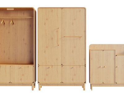 北欧实木衣柜、玄关柜3d模型 北欧实木衣柜、玄关柜